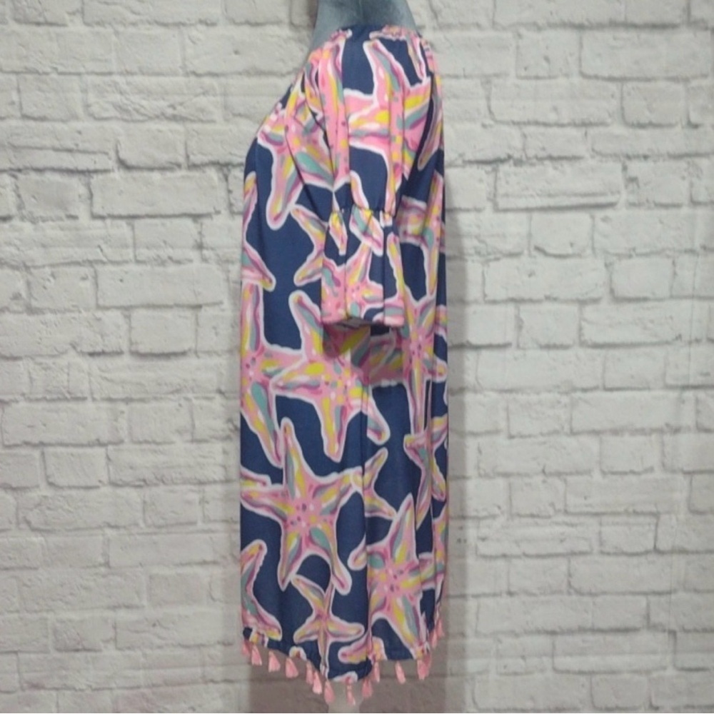 Simply Southern Navy Blue Dress with Pink Starfish Print - Picture 4 of 9